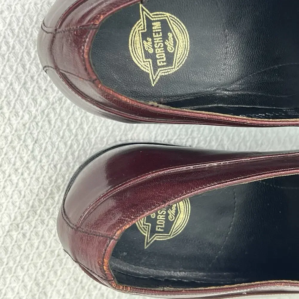 Florsheim Imperial Men’s 8D Burgundy Leather Slip On Loafers Vintage Dress Shoes